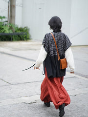 [Ink & Moss] 墨苔 Original Tang Dynasty Hanfu Set with Reversible Shirt & Checkered Half-Sleeve