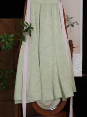 [Whispering Brook Deer] 鹿鸣溪 Original Tang Style Cowl Neck Shirt & Multi-Color Gore Skirt Set