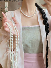 [Multi-Wear Versatility] Retro Long Pearl Necklace for Qipao & Hanfu Styling