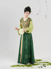 [Palace of Eternity] 未央 Original Dunhuang Inspired Tang Dynasty Hanfu Set with Beizi, Chiffon Shirt & Eight-Gore Skirt