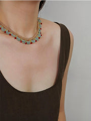 唐宋美学！(Tang & Song Aesthetics) Original Japanese Glass Seed Bead Lace Choker Necklace - 2025 New Arrival