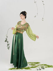 [Palace of Eternity] 未央 Original Dunhuang Inspired Tang Dynasty Hanfu Set with Beizi, Chiffon Shirt & Eight-Gore Skirt