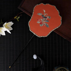 [The Cherry Orchard] 宋锦樱桃 Original Song Brocade Cherry Fan for Children & Ladies - Hanfu & Qipao Photography Prop