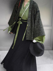 [Verdant Night] 绿夜 Original Jin Dynasty Hanfu Set with Lace Robe & Six-Gore Skirt