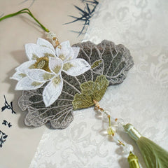 [The Ink Lotus] 水墨清莲 Original Embroidered Waist Pendant & Jinbu for Mamian Skirt (Unscented)