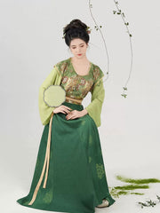 [Palace of Eternity] 未央 Original Dunhuang Inspired Tang Dynasty Hanfu Set with Beizi, Chiffon Shirt & Eight-Gore Skirt