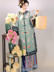 柒小乔 Original Qing Dynasty Style "Yuehua" Mamian Skirt & Embroidered Round-Neck Top - Authentic Photography Attire