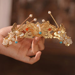 [Phoenix Suitor] 耀如春华 Dazzling Spring Elegance Tang/Ming Style Hair Crown and Accessory Set