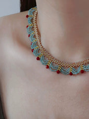 唐宋美学！(Tang & Song Aesthetics) Original Japanese Glass Seed Bead Lace Choker Necklace - 2025 New Arrival