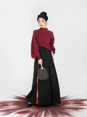 [The Golden Lantern's Glow] 金灯花 Original Song Style Hanfu Set with Embroidered Jacket, Sweater & Three-Pleat Skirt