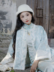 [Spring Return] 繁莳 春归 Original Double-Layered New Chinese Style Padded Jacket with Mink Fur Trim