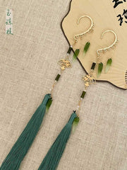 [Auspicious Coin] 新中式古旧铜钱长款流苏耳挂 New Chinese Style Antique Coin Tassel Earcuff for Hanfu & Qipao