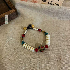 [The Tibetan Echo] 臧式 Original Tibetan Style Natural Stone Bodhi Bead Woven Bracelet with Bells