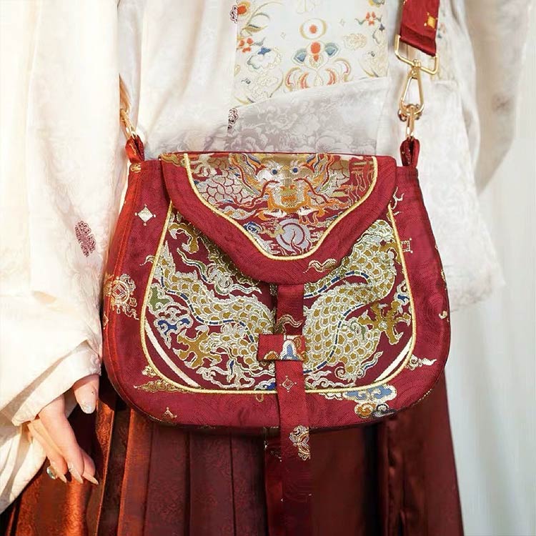 [The Dragon Scale] 龙鳞 Original Woven Gold Dragon Motif Peddler Bag for Hanfu & Daily Wear