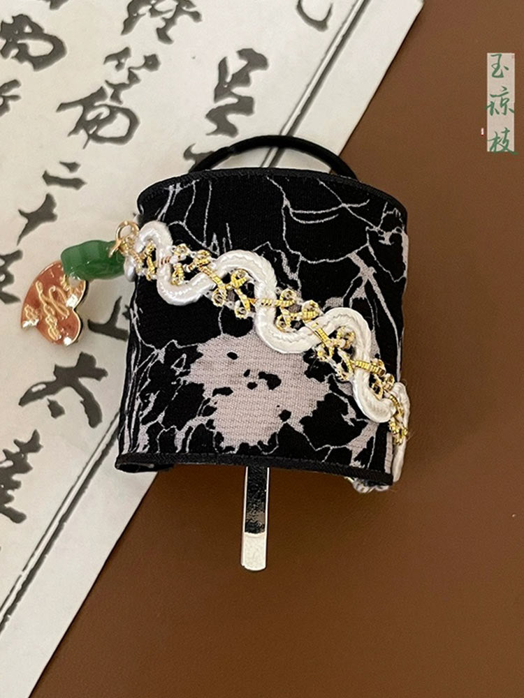 [Ink Harmony] 新中式国风刺绣平安扣流苏马尾扣 New Chinese Style Embroidered Ping'an Kou Tassel Ponytail Holder