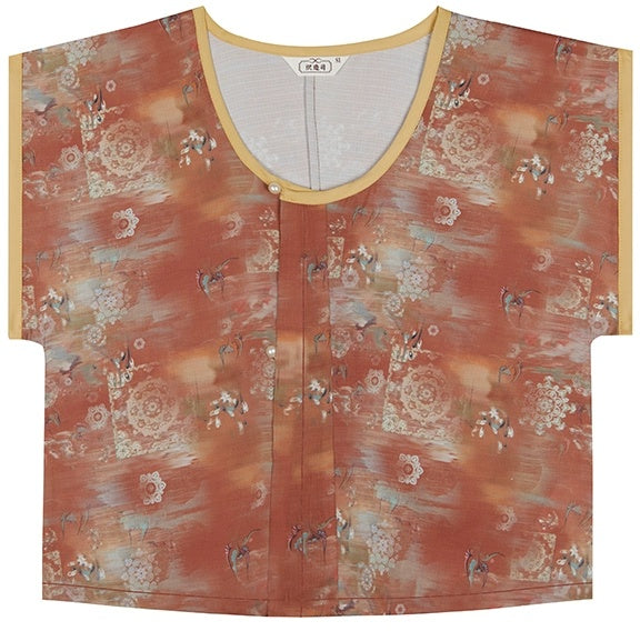 [City of Jade] 碧城 Original Tang Dynasty Hanfu Set with Dunhuang Print Beizi Robe & Eight-Gore Skirt