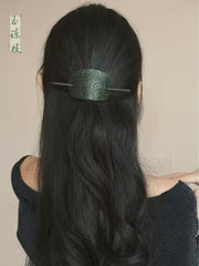 [Embossed Leather Pin] 新中式复古皮质马尾发簪 New Chinese Style Retro Leather Hairpin for Ponytails and Updos