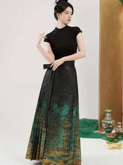 [The Gilded Money Tree] 青铜摇钱树 Original Ming Style Gold-Woven Mamian Skirt for Summer 2025