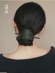 [Embossed Leather Pin] 新中式复古皮质马尾发簪 New Chinese Style Retro Leather Hairpin for Ponytails and Updos