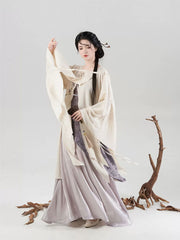 [Swallowtail Serenade] 燕尾蝶 Original Neo-Chinese Style Set with Embroidered Outer Shirt & Jacquard Slip Dress