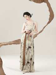 [Ink Wash Scroll] 旧书墨染 Original Hanfu Set with Straight-Sleeve Robe & Slip Dress