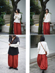 [Ink & Moss] 墨苔 Original Tang Dynasty Hanfu Set with Reversible Shirt & Checkered Half-Sleeve