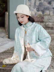 [Spring Return] 繁莳 春归 Original Double-Layered New Chinese Style Padded Jacket with Mink Fur Trim