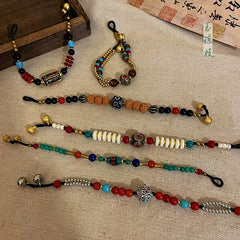 [The Tibetan Echo] 臧式 Original Tibetan Style Natural Stone Bodhi Bead Woven Bracelet with Bells