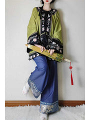 柒小乔 Original New Chinese Style Improved Qing Dynasty Magua (马褂) & Trousers Set - Heavy Industry Embroidery