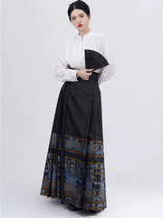 [Verdant Mountains & Rivers] 点翠配山河映画 Original Ming Style Hanfu Set with Dian Cui Mamian Skirt & Airplane Sleeve Top