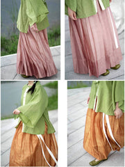 [Pastoral Harmony] 乐陶 Original Ming Style Runway Hanfu with Tencel Jacquard Robe & Full-Pleat Skirt