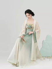 [A Journey Through Verdant Hills] 青山行 Original Hanfu-Inspired Slip Dress & Outer Shirt Set