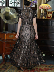 [Midsummer Night's Dream] 繁莳 仲夏之梦 Original New Chinese Style Gold-Woven Lace Fishtail Qipao