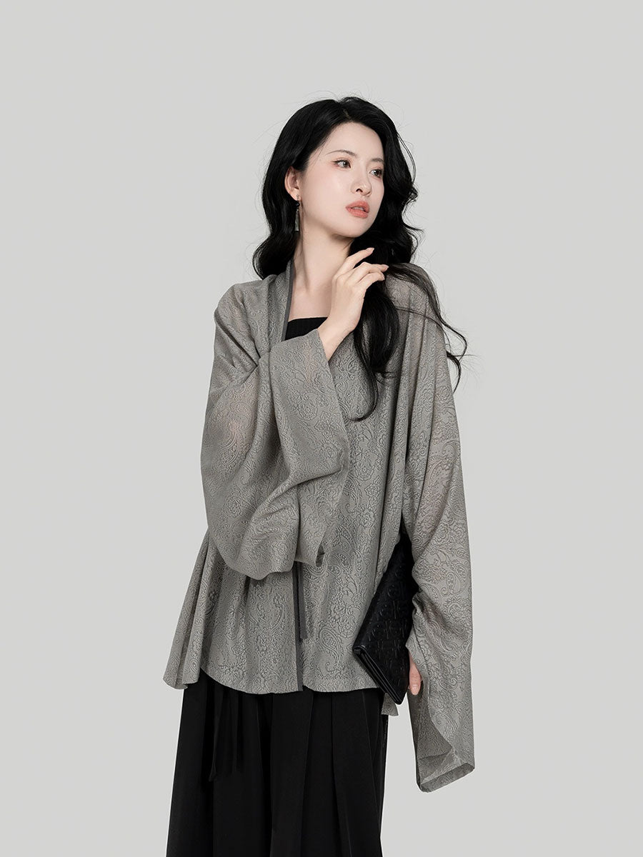[Floating Moon] 浮月 Wei-Jin & Northern Dynasties Pleated Robe Set with T-shirt & Song Pants