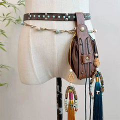 [The Young Minister] 少卿 Original Tang Style "Xie Die" Utility Belt & Waist Bag Set with Tassels