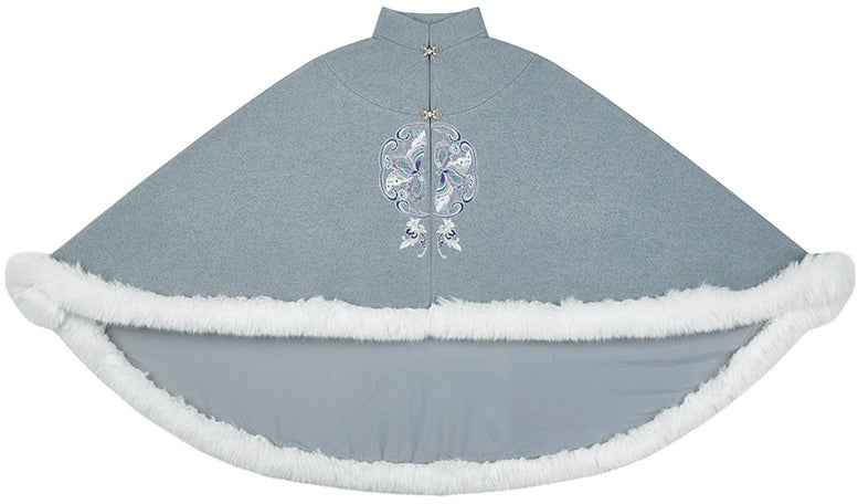 [Whispers of Snow] 喻雪 Original Song Style Hanfu Set with Woolen Cape & Spinning Skirt