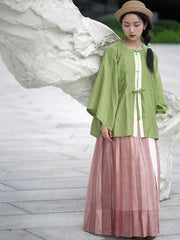 [Pastoral Harmony] 乐陶 Original Ming Style Runway Hanfu with Tencel Jacquard Robe & Full-Pleat Skirt