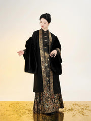 [A Lady's Fortune] 千金锦裘 Original Ming Style Hanfu Set with Long Coat & Zhuanghua Mamian Skirt