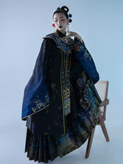 [Kingfisher Feather] 点翠 Hanfu - Non-Heritage Inspired Cloud Collar & Horse-Face Skirt Set - Ming Dynasty Style Hanfu