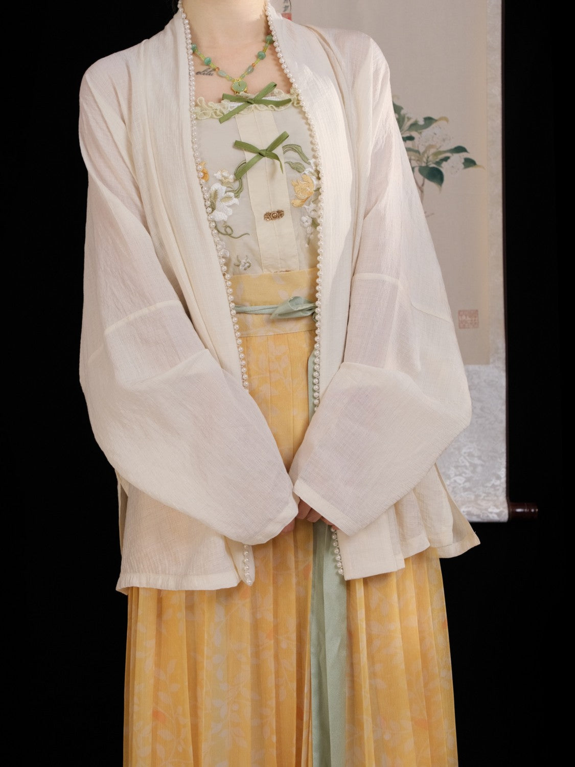 [Whispering Brook Deer] 鹿鸣溪 Original Pearl Airplane Sleeve Cardigan