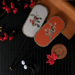 [The Cherry Orchard] 宋锦樱桃 Original Song Brocade Cherry Fan for Children & Ladies - Hanfu & Qipao Photography Prop