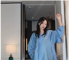 [Clear Sky Comfort] 晴空圆领衫 Original Ming Style Hanfu Top & Green Jacquard Wide-Leg Pants Set