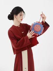 [Crimson Court] 宫墙 Original Song Style Hanfu Set for Engagement Ceremonies with Round-Collar Jacket & Spinning Skirt