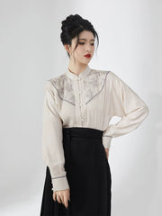 [Verdant Mountains & Rivers] 点翠配山河映画 Original Ming Style Hanfu Set with Dian Cui Mamian Skirt & Airplane Sleeve Top