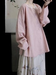 [Whispering Brook Deer] 鹿鸣溪 Original Ming Style Cotton Jacquard Shirt