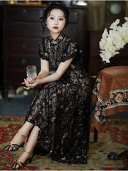[Midsummer Night's Dream] 繁莳 仲夏之梦 Original New Chinese Style Gold-Woven Lace Fishtail Qipao