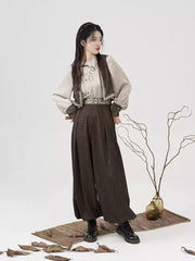 [Poem of the Wilderness] 旷野之诗 Original National Style Embroidered Vest, Inner Top & Lantern Pants Set