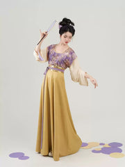 [Taro & Yolk] 芋泥蛋黄 Original Tang Dynasty Replica Hanfu Set with Dunhuang Floral Beizi & Eight-Gore Skirt