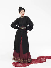 [Breaking Dawn] 破晓 Original Ming Style Hanfu Set with Long Shirt, Embroidered Waist Seal & Mamian Skirt