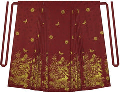[Golden Peach & Jade Play] 金桃玉弄 Original Ming Dynasty Hanfu Set with Knit Tops & Golden Mamian Skirt